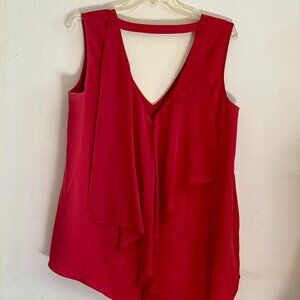 BCBGMaxAzria Pale Red Asymmetrical Sleeveless Top Size M